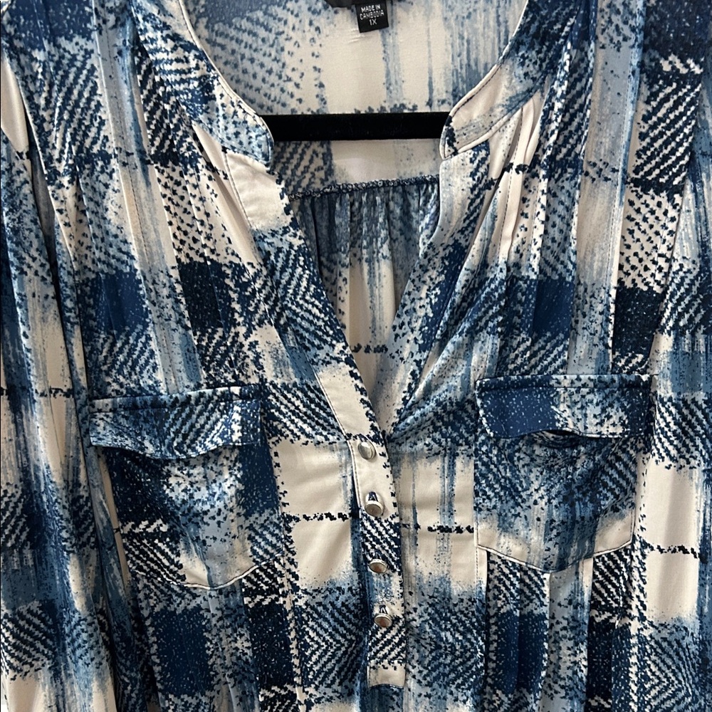 Cocomo Navy and Cream Plaid Button Down Shirt - Picture 5 of 5